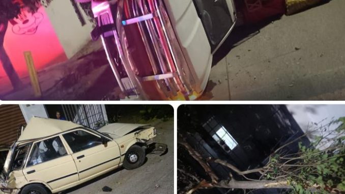 Policía Vial atiende choque con posterior volcadura en Las Cañadas