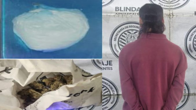Policías del Mando Coordinado detuvieron en Jesús María a sujeto en poder de envoltorios con sustancia granulada y de hierba verde