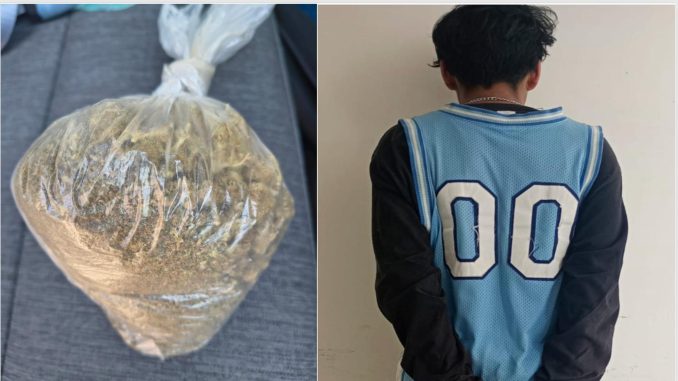 Policías Estatales detienen a sujeto en poder de una bolsa que contenía hierba verde al parecer marihuana