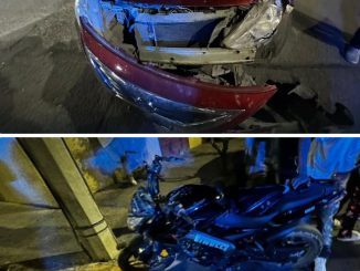 Policía Vial atiende choque ntre motocicleta y automóvil en la Rodolfo Landeros