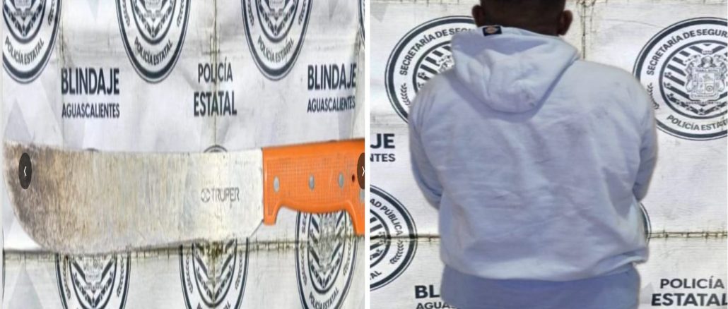 Sujeto que tenía en su machete fue detenido por Policías del Mando Coordinado en Jesús María