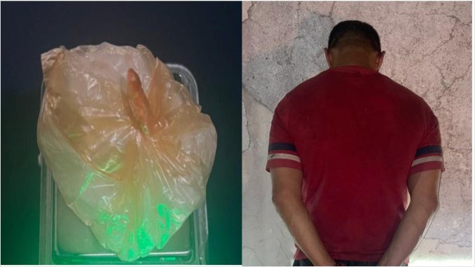 Policías Estatales detienen sobre la carretera número 60 a persona que tenía en su poder un envoltorio de sustancia granulada al parecer cristal