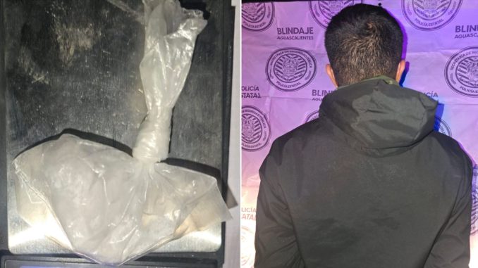 Sujeto que tenía en su poder sustancia granulada al parecer cristal fue detenido por el Mando Coordinado en el Municipio de Real de Asientos