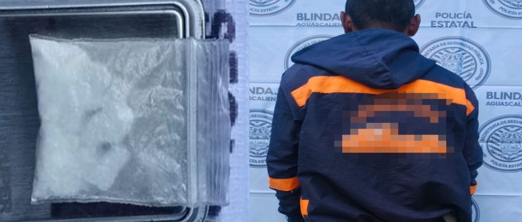 Policías del Mando Coordinado detienen en una gasolinera del Municipio de Asientos a persona que tenía en su poder sustancia granulada