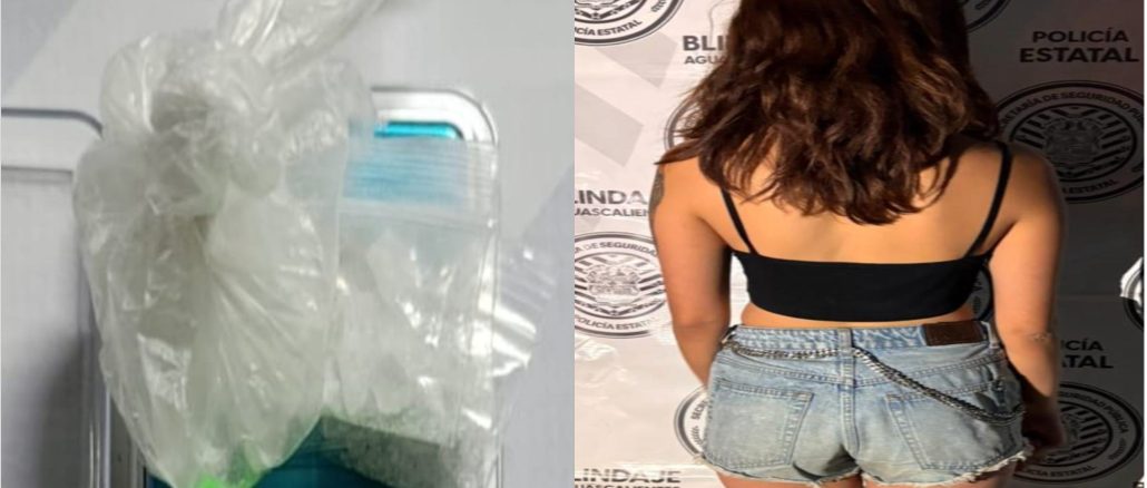 En poder de envoltorios que contenían sustancia granulada al parecer cristal fue detenida una Mujer en Pabellón de Arteaga por Elementos del Mando Coordinado