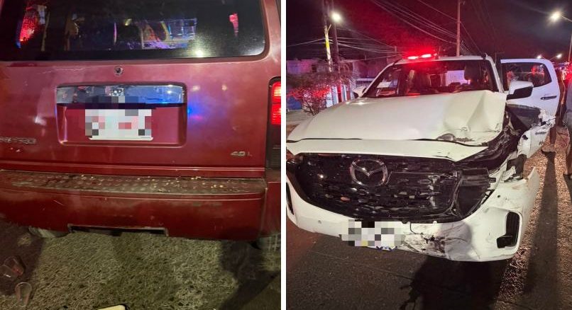 Policía Vial atiende choque tipo ángulo entre dos vehículos en Lomas del Ajedrez