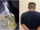 Policías Estatales detuvieron a un sujeto en poder de una bolsa con hierba verde al parecer marihuana