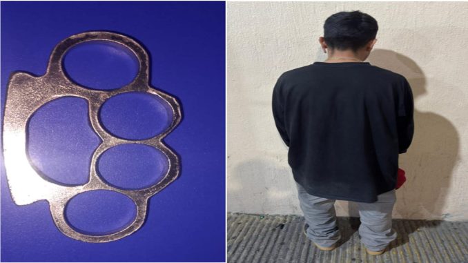 Policías Estatales detienen en el fraccionamiento Pilar Blanco a una persona del sexo masculino que tenía en su poder una manopla, mismo que, había participado en una riña