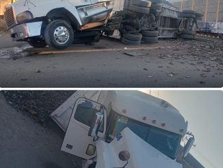 Policías Estatales intervienen accidente de un trailer impactado por el tren