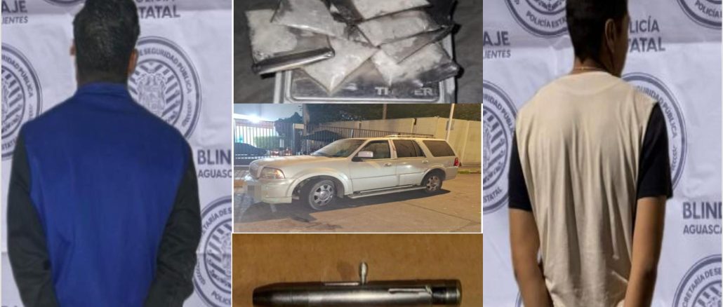 Policías Estatales detienen a dos personas en poder de sutancia granulada y arma tipo pluma