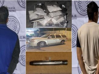 Policías Estatales detienen a dos personas en poder de sutancia granulada y arma tipo pluma