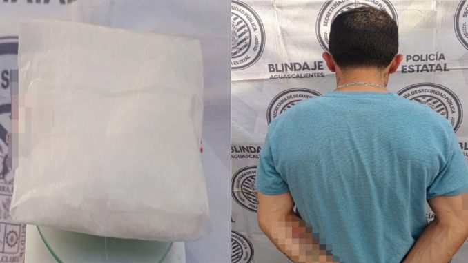 Policías del Mando Coordinado detuvieron a una persona en Pabellón de Arteaga en poder de sustancia granulada al parecer cristal