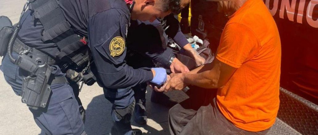 Grupo de Operaciones aéreas brinda atención a hombre lesionado por vidrio en Ciudad Industrial