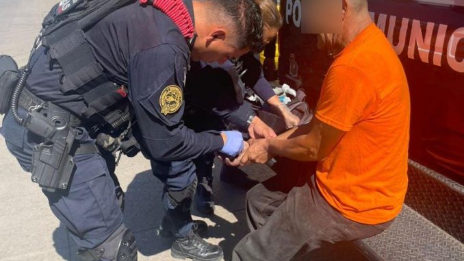 Grupo de Operaciones aéreas brinda atención a hombre lesionado por vidrio en Ciudad Industrial