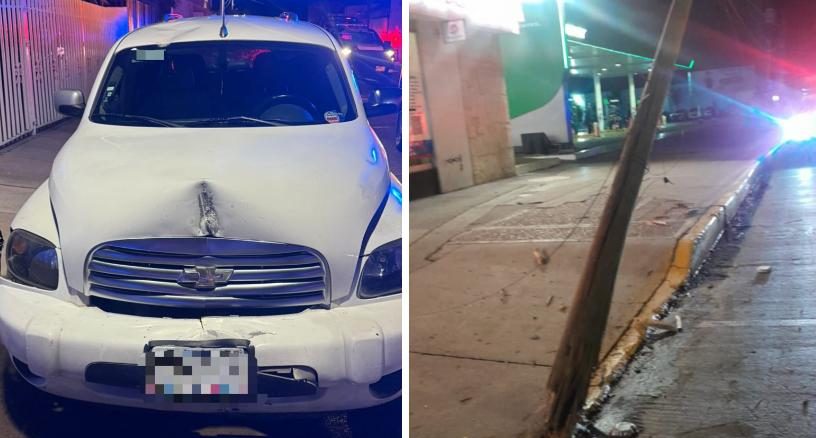 Policía Vial atiende choque contra objeto fijo en Av. López Mateos