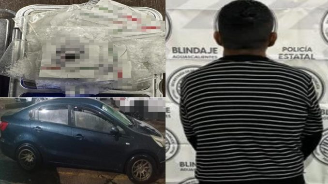 Policías Estatales detuvieron en la comunidad de Los Cuervos a un sujeto en poder de varios envoltorios que contenían sustancia granulada al parecer cristal