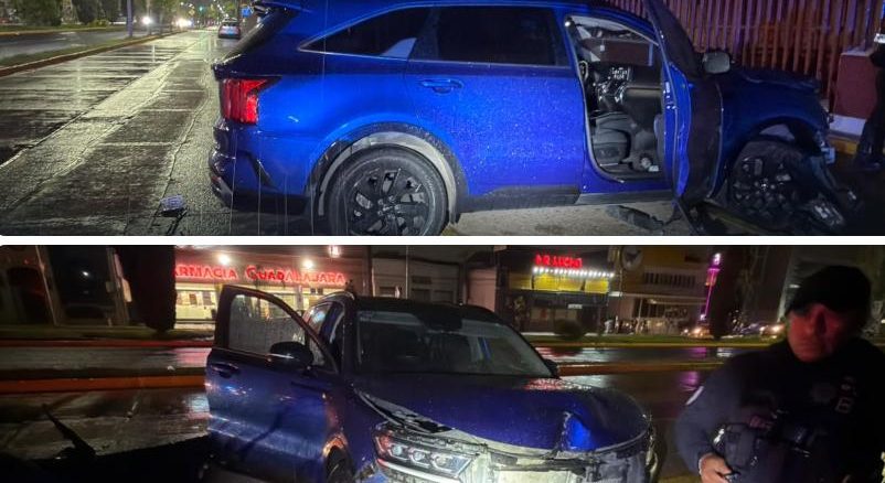 Policía Vial atiende choque contra objeto fijo en Boulevard Luis Donaldo Colosio