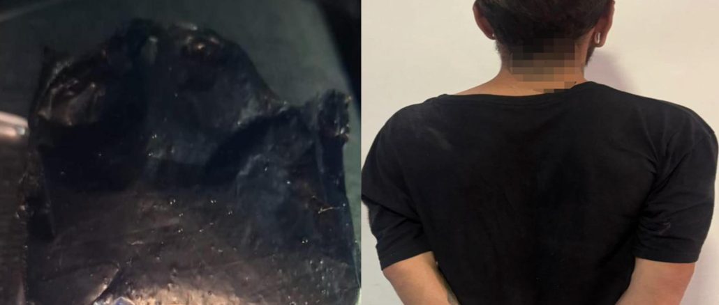 Policías Estatales detuvieron en el fraccionamiento Lomas del Chapulín a un sujeto en poder de bolsa con sustancia granulada al parecer cristal