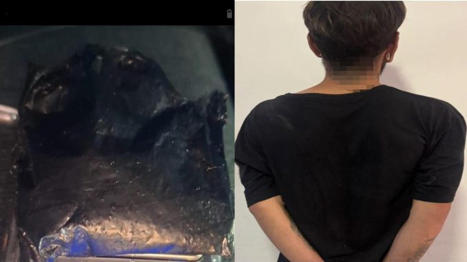 Policías Estatales detuvieron en el fraccionamiento Lomas del Chapulín a un sujeto en poder de bolsa con sustancia granulada al parecer cristal