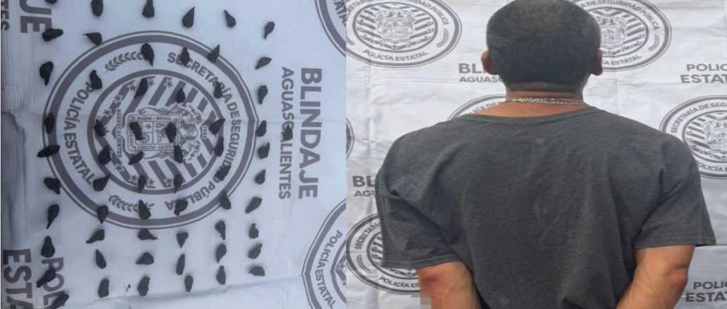 Policías del Mando Coordinado detuvieron en el municipio de Real de Asientos a sujeto en poder de envoltorios con sustancia granulada al parecer cristal