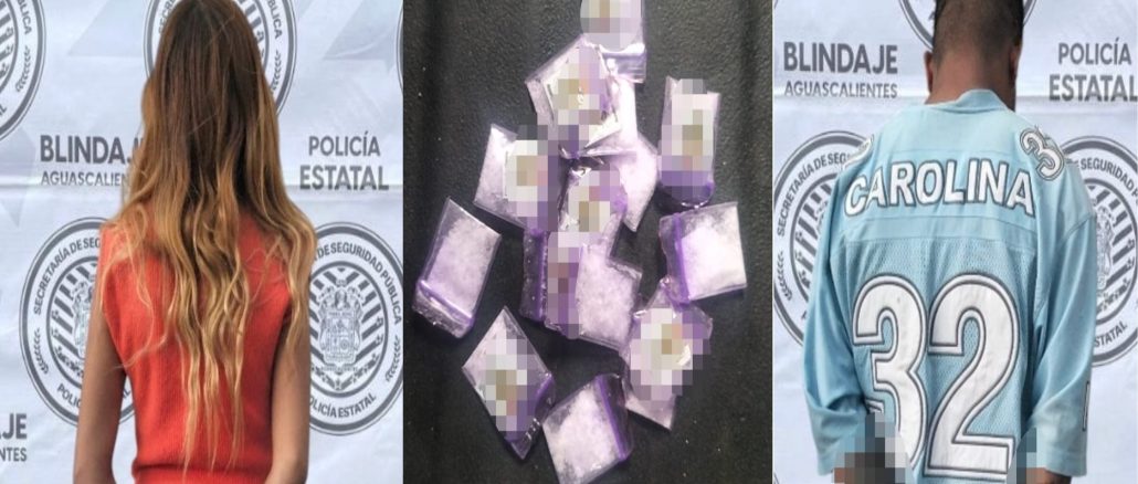En poder de 14 envoltorios con sustancia granulada fue detenida una pareja por Elementos del Mando Coordinado en Jesús María