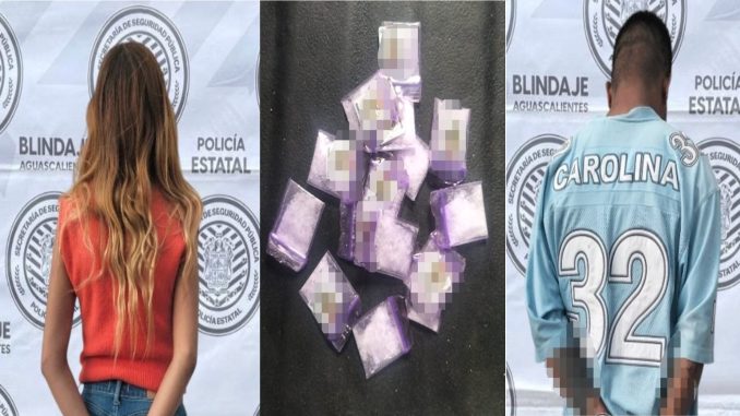 En poder de 14 envoltorios con sustancia granulada fue detenida una pareja por Elementos del Mando Coordinado en Jesús María