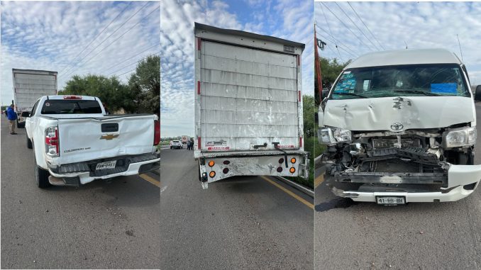 Choque por alcance entre tres vehículos que se registró sobre la carretera 45 norte en el Municipio de Pabellón de Arteaga fue intervenido por Policías Estatales de Carreteras