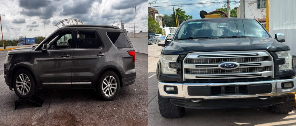 Policías Estatales detuvieron en las Puertas de Seguridad sur y oriente dos camionetas que presentaban alteraciones en sus números de serie
