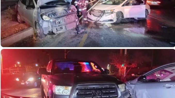 Policía Vial atiende choque frontal en el fraccionamiento Misión de Santa Lucía