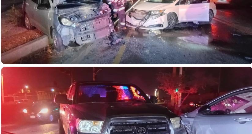 Policía Vial atiende choque frontal en el fraccionamiento Misión de Santa Lucía