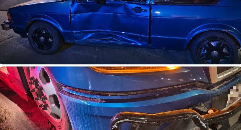 Policía Vial atiende choque entre un automóvil y un tractocamión en la Av. Siglo XXI
