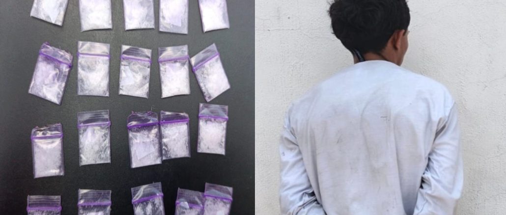 Policías Estatales detienen a sujeto que tenía en su poder 20 envoltorios con sustancia granulada al parecer cristal