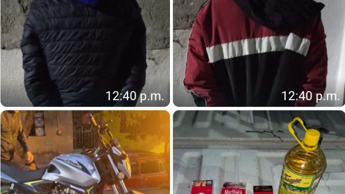 Presuntos responsables de una tienda de conveniencia ubicada en la zona centro de la ciudad, fueron detenidos por Policías estatales, lograron recuperar los artículos sustraídos y dinero en efectivo