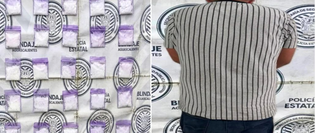 Policías del Mando Coordinado detienen a sujeto en Jesús María en poder varios envoltorios con sustancia granulada y además contaba con orden de aprehensión vigente
