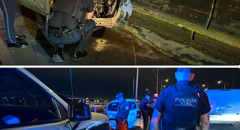 Policía Vial atiende volcadura en Boulevard a Zacatecas que dejó persona lesionada