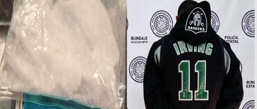Policías Estatales detuvieron en el Municipio de Aguascalientes a un sujeto que tenía en su poder envoltorio con sustancia granulada al parecer cristal
