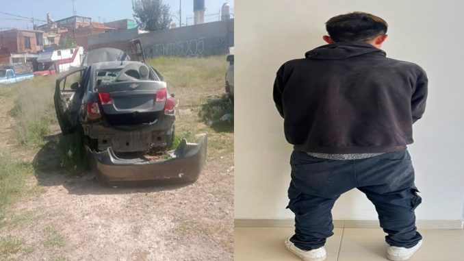 Cuando desprendía la defensa trasera de un vehículo fue sorprendido por Policías Estatales en Pintores Mexicanos