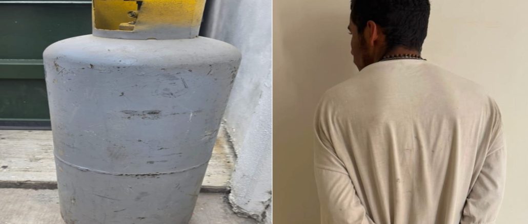 Policías Estatales detienen a sujeto que ingresó al domicilio de su madre y sustrajo un tanque de gas
