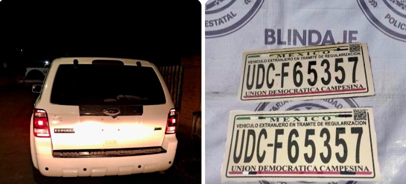 Policías del Mando Coordinado, lograron el aseguramiento de tres juegos de placas de circulación apócrifas