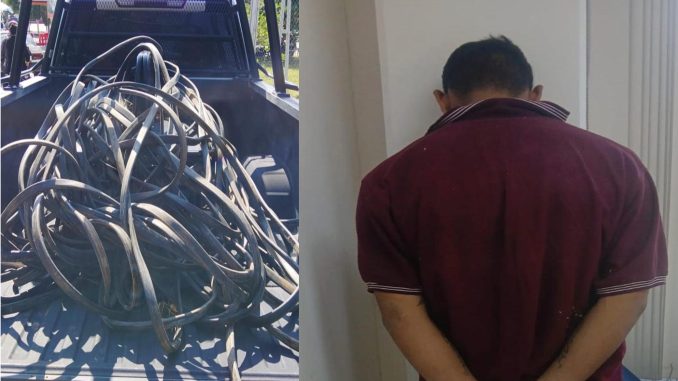 Sorprenden Policías del Mando Coordinado a sujeto sustrayendo cableado eléctrico de pozo agrícola en la comunidad El Llano del Municipio de Tepezalá