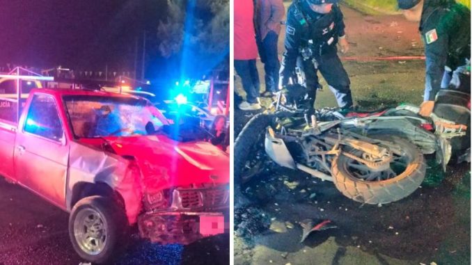 Policía Vial atiende choque entre motocicleta y camioneta en Av. Aguascalientes