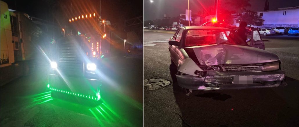 Policía Vial atiende choque entre tráiler y automóvil en Av. Independencia