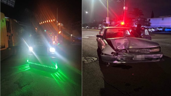 Policía Vial atiende choque entre tráiler y automóvil en Av. Independencia