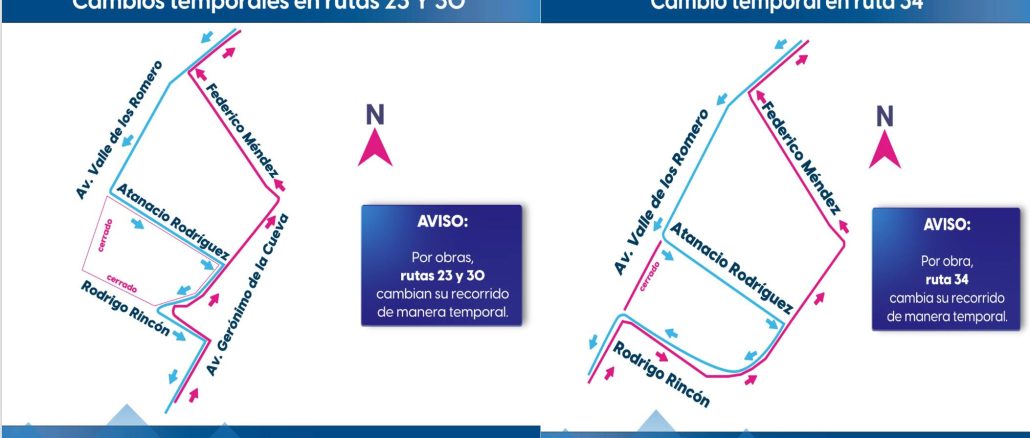 Cambios temporales en Rutas 23, 30 y 34