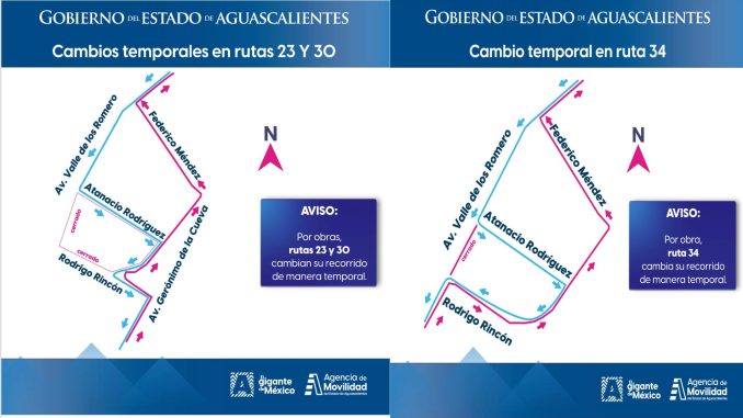Cambios temporales en Rutas 23, 30 y 34