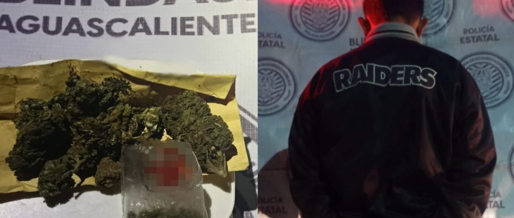 En poder de dos envoltorios con hierba verde fue detenido por la Policía Estatal un sujeto en el Municipio de Asientos