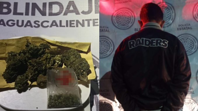En poder de dos envoltorios con hierba verde fue detenido por la Policía Estatal un sujeto en el Municipio de Asientos