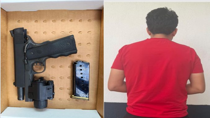 Policías Estatales detuvieron a sujeto en el Municipio de Cosío por la portación de arma de fuego