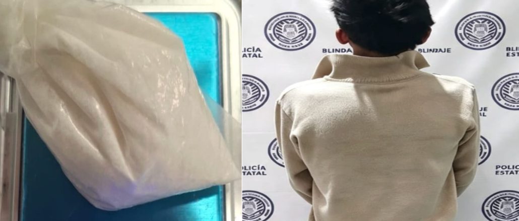 Policías Estatales detienen a sujeto en poder de sustancia granulada al parecer cristal