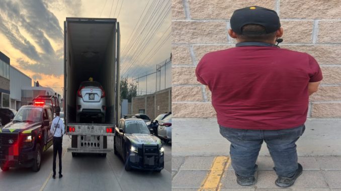 Policías Estatales aseguran tres vehículos de procedencia extranjera, el conductor del tráiler en el que los trasladaba no pudo acreditar la legal estancia en el país y la propiedad de los mismos